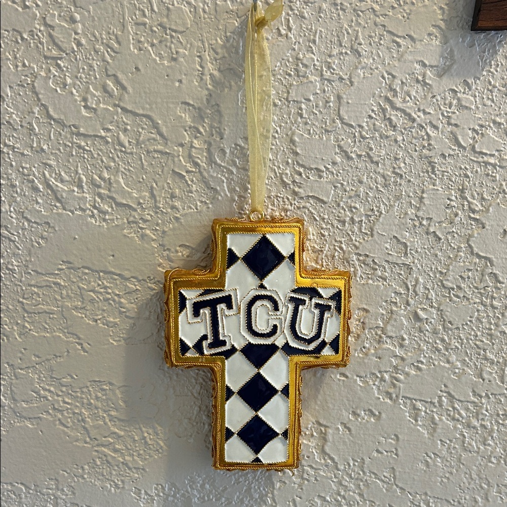 3 for $20 bundle! Gold and purple  TCU Cross Ornament